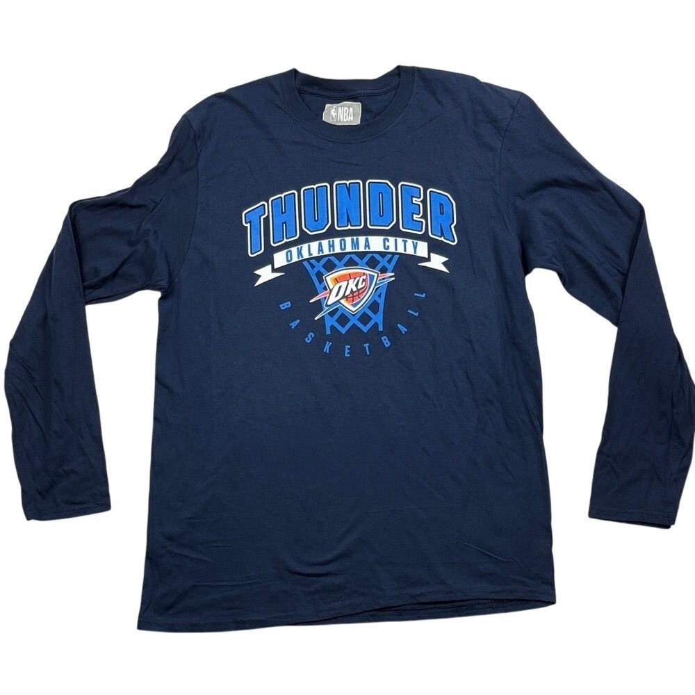 NBA Oklahoma‎ City Thunder Long Sleeve Tee Mens Size Large Blue NWOT
